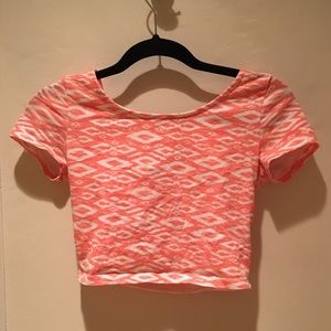 Pink geometric crop top